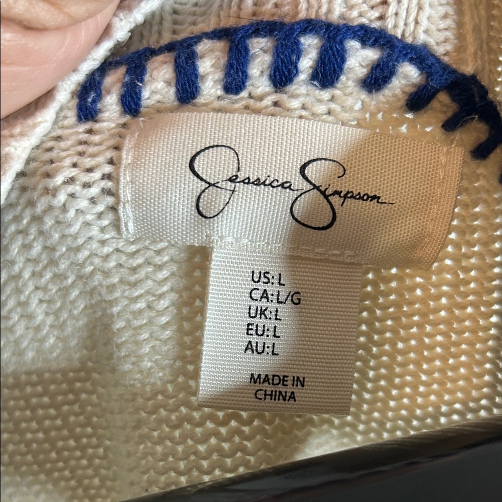 Jessica Simpson Cream and Blue Knit - Picture 2 of 7